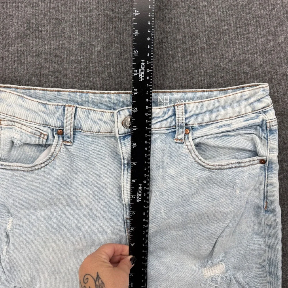 No Boundaries Womens 13 Light Wash Distressed Ripped Knee High Rise Skinny Jeans